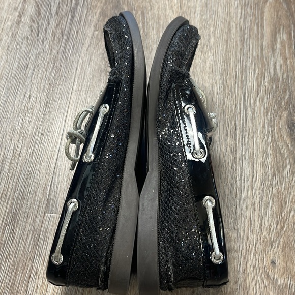 Sperry Black Sparkly Top- Siders/Boat Shoes Size 6.5 - Picture 11 of 15